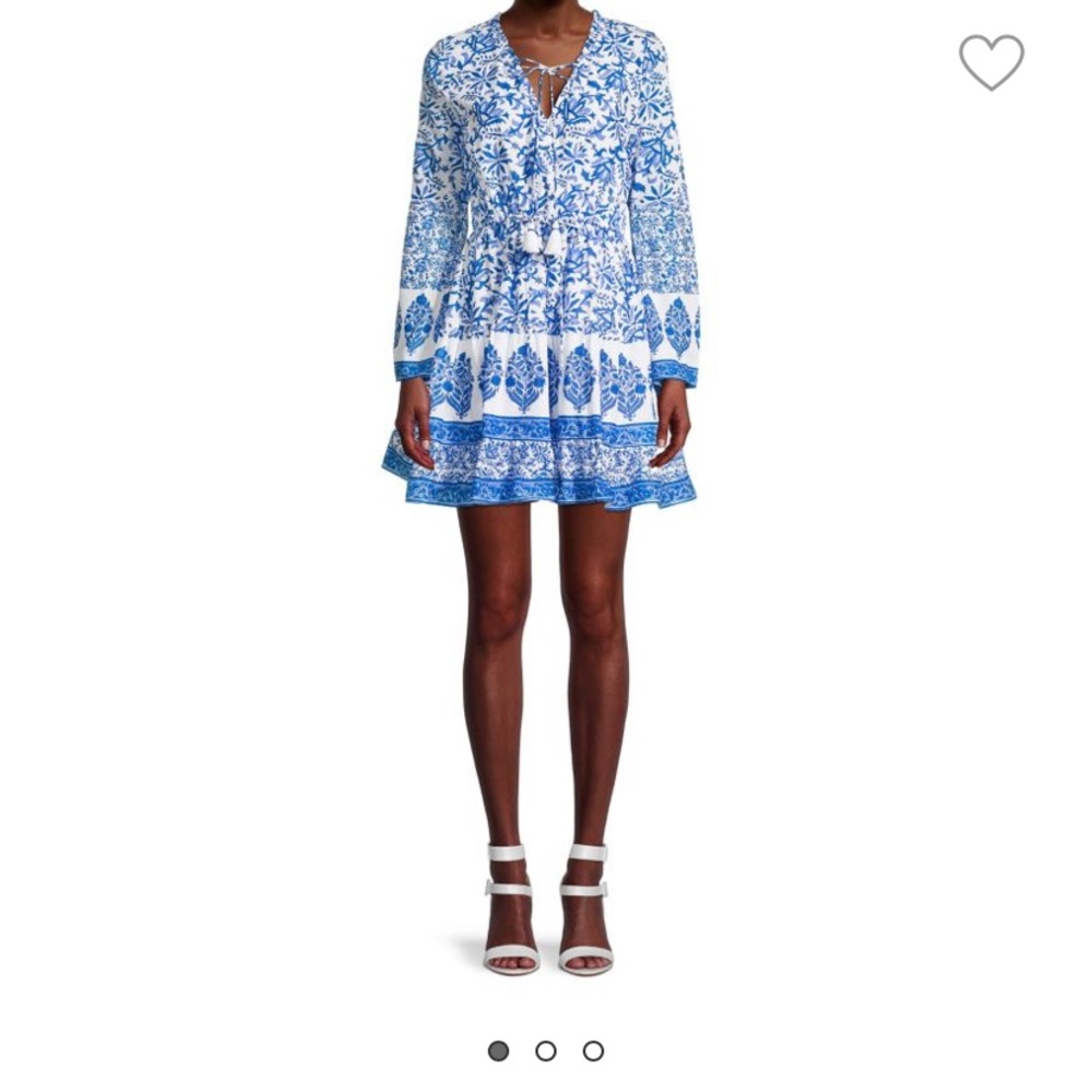 Celina Moon Blue Floral Tassel Tie Dress size XL worn twice